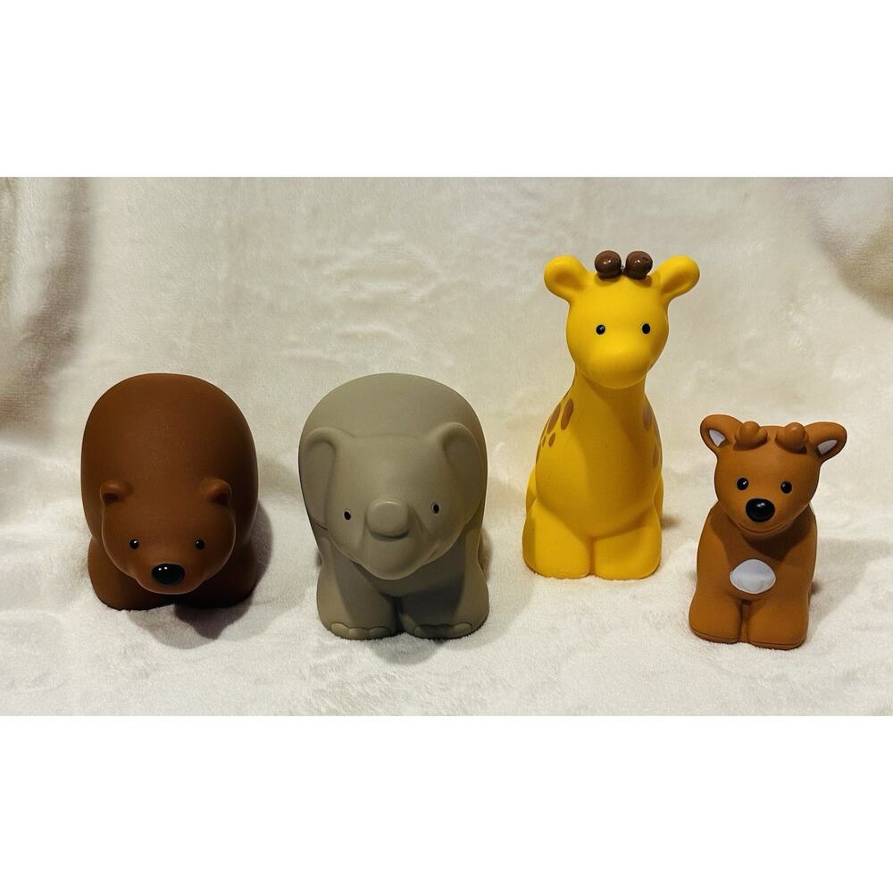 Little Tikes Chunky Zoo Animals Elephant Giraffe Bear Deer Toys Lot Of 4 Vtg